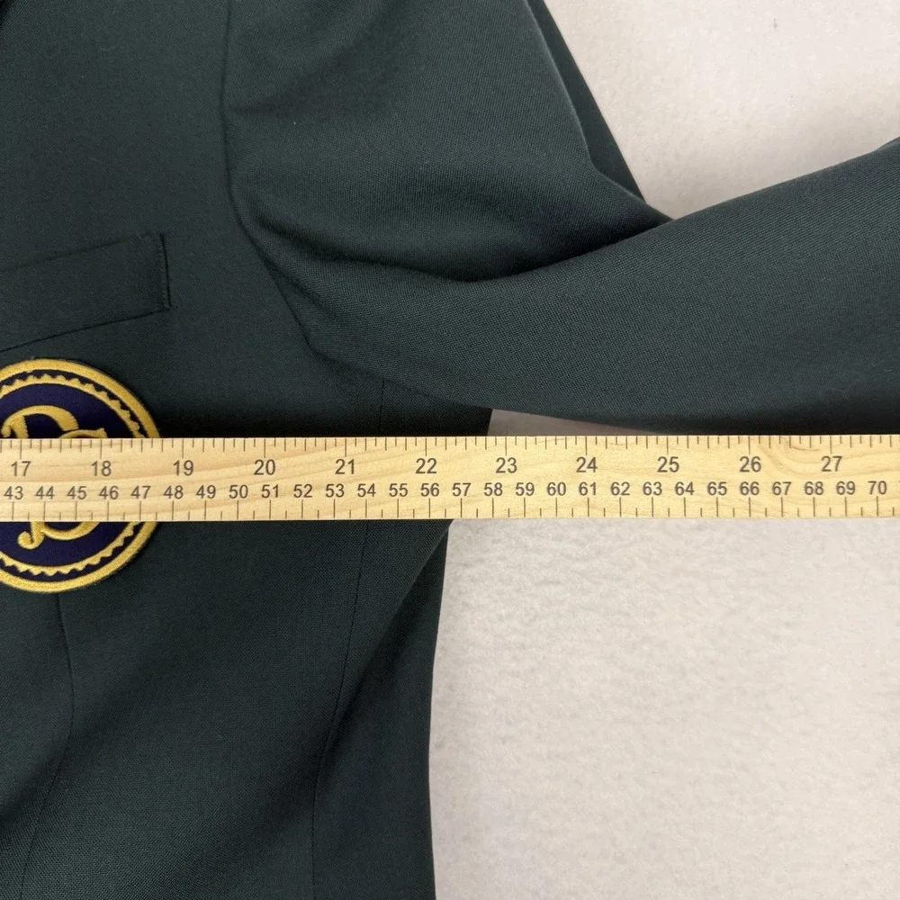 VTG 80s Corbin Platinum Green Blazer Sport Coat GBC Crest Gold Buttons 44L Union